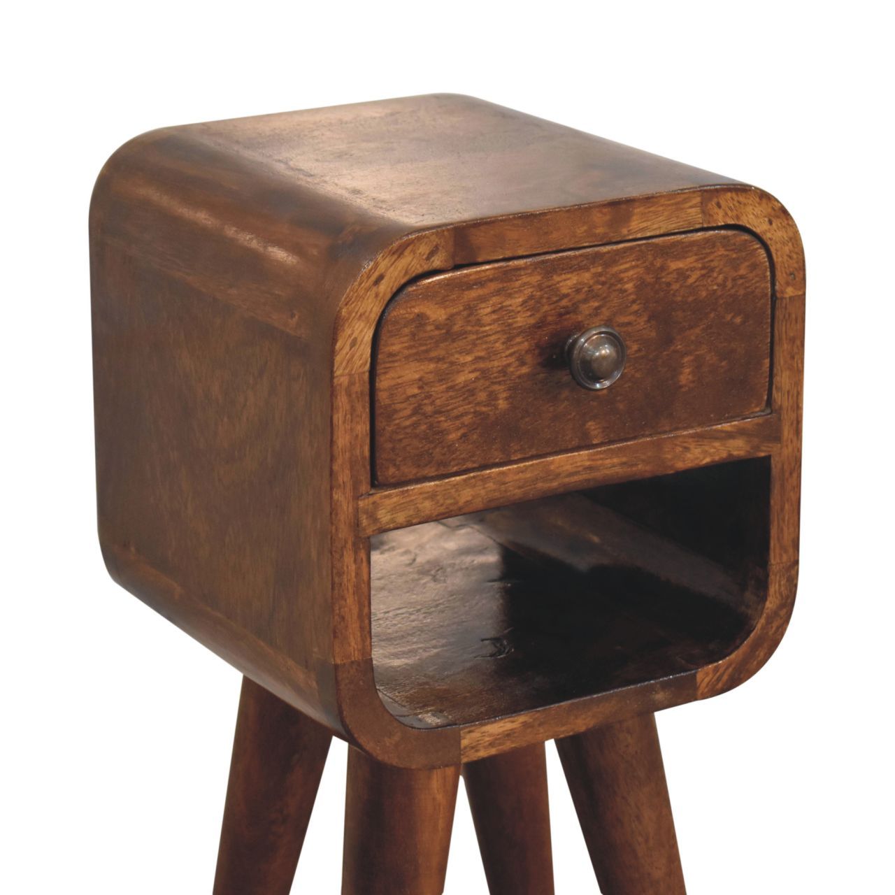 Mini California Curved Nightstand Wth Lower Slot - The Sleep Loft - Online Mattress Showroom NYC