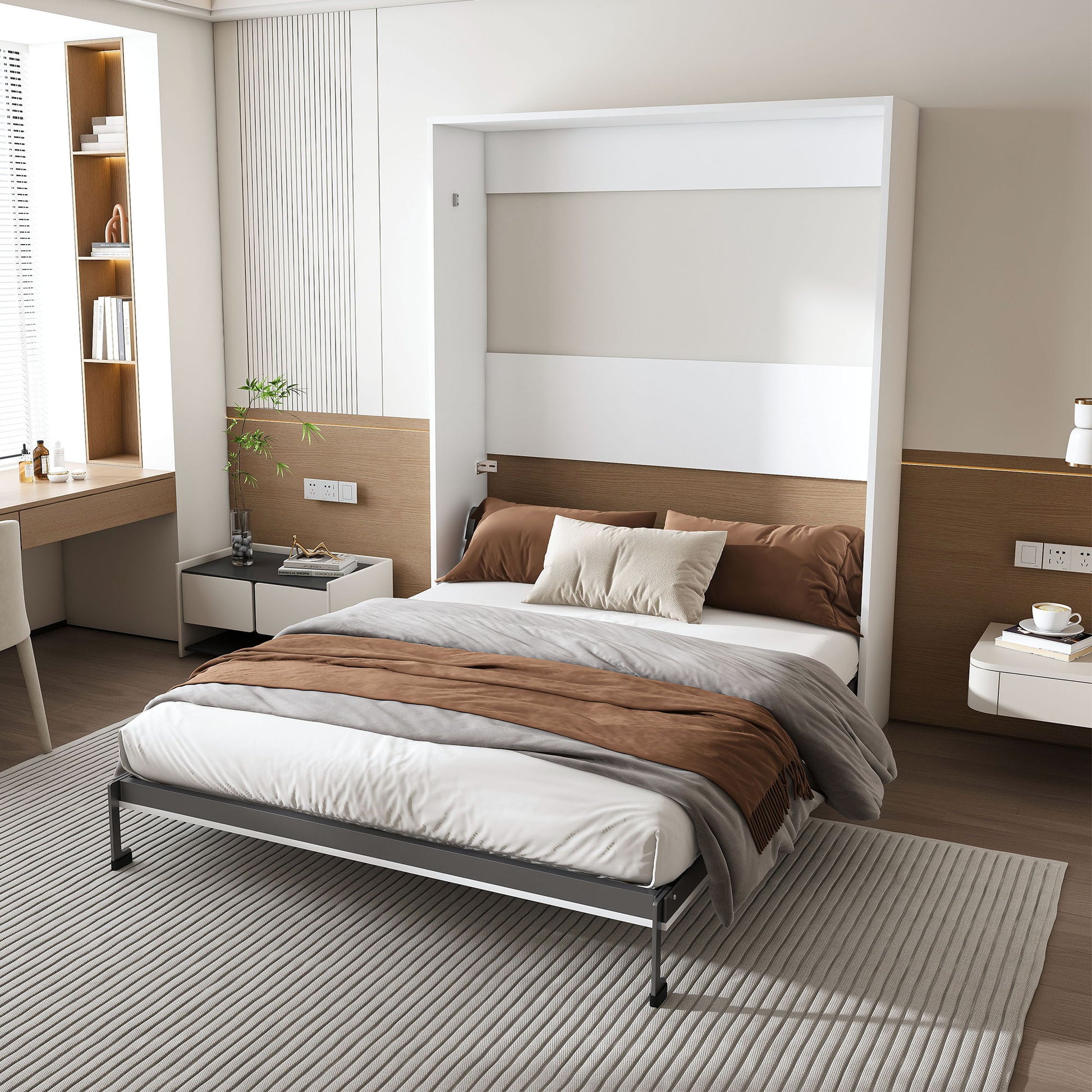 Queen Murphy Bed, Foldable Wall Bed, Space Saving Design For Bedrooms - White - The Sleep Loft - Online Mattress Showroom NYC