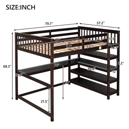 Loft Bed With Storage Shelves And Under Bed Desk - The Sleep Loft - Online Mattress Showroom NYC