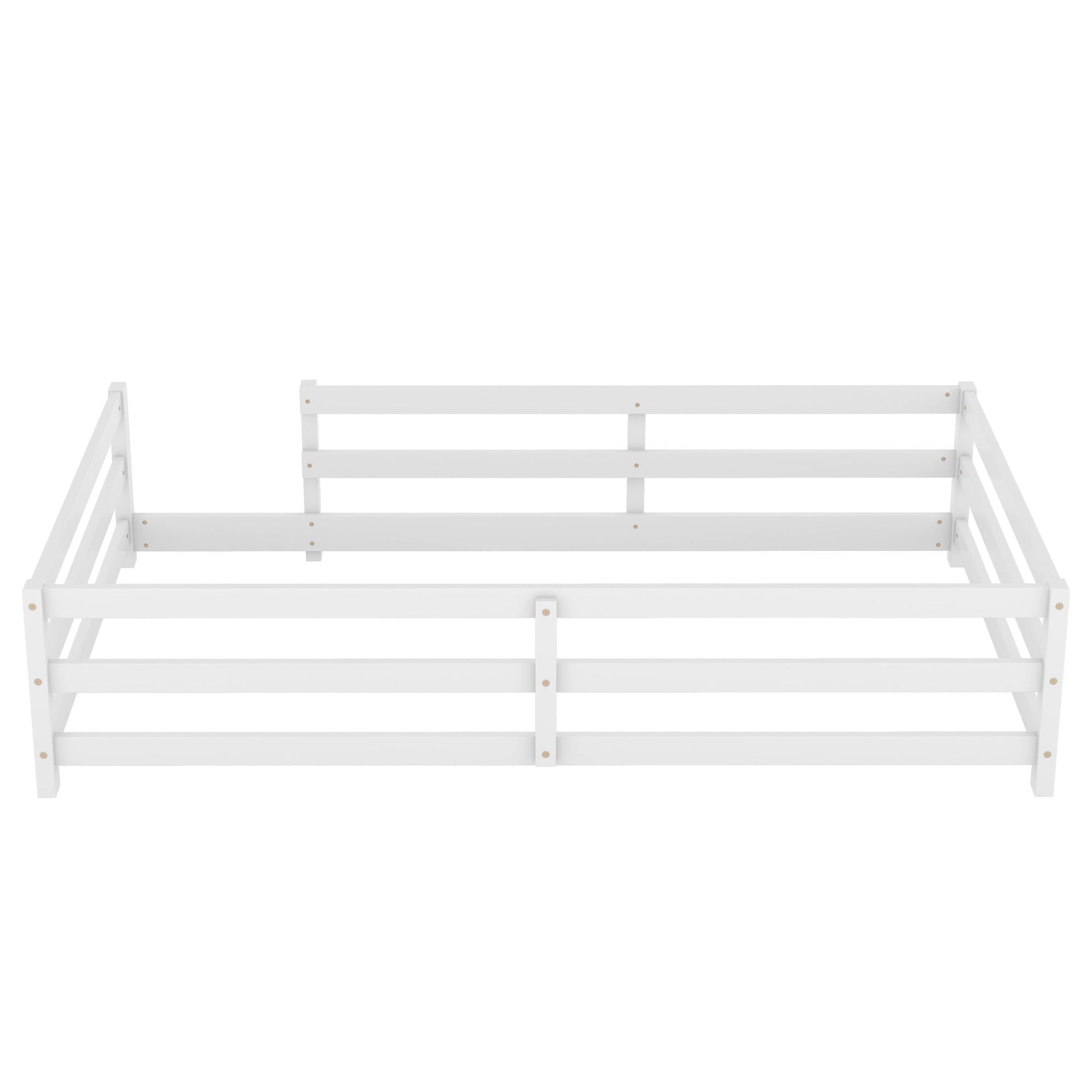 Twin Size Montessori Floor Bed With Fence - White - The Sleep Loft - Online Mattress Showroom NYC