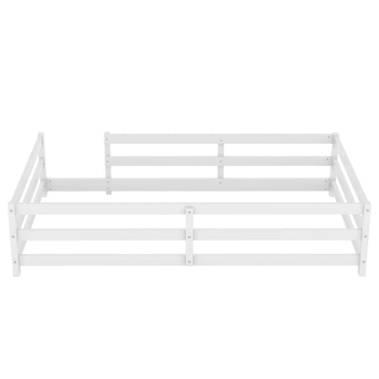 Twin Size Montessori Floor Bed With Fence - White - The Sleep Loft - Online Mattress Showroom NYC