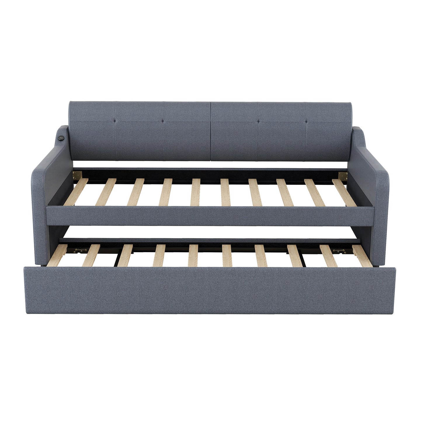 Upholstered Daybed With Trundle And USB Charging - The Sleep Loft - Online Mattress Showroom NYC