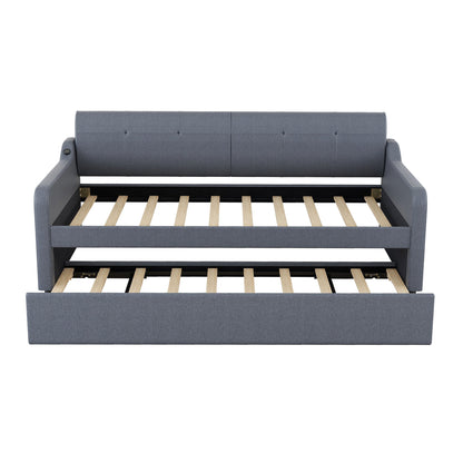 Upholstered Daybed With Trundle And USB Charging - The Sleep Loft - Online Mattress Showroom NYC