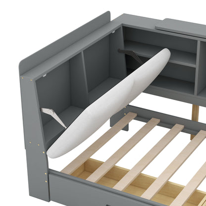 Platform Bed With Storage Headboard, Shelves And 2 Drawers - The Sleep Loft - Online Mattress Showroom NYC