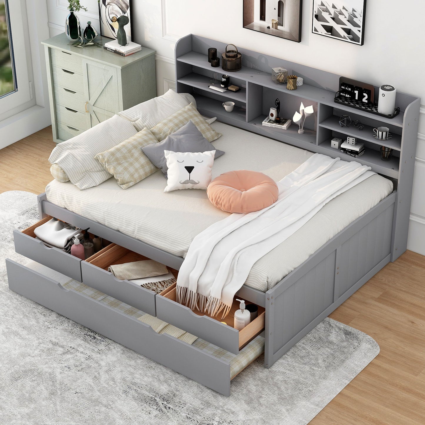 Captain Bed With Built In Bookshelves, 3 Storage Drawers, And Trundle - The Sleep Loft - Online Mattress Showroom NYC