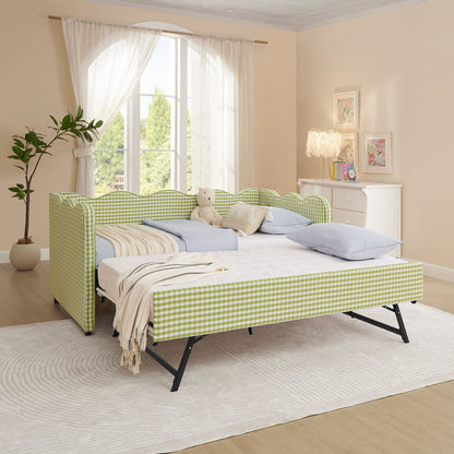 Gingham Daybed With USB Charging Port, Wave-Shaped Design - The Sleep Loft - Online Mattress Showroom NYC