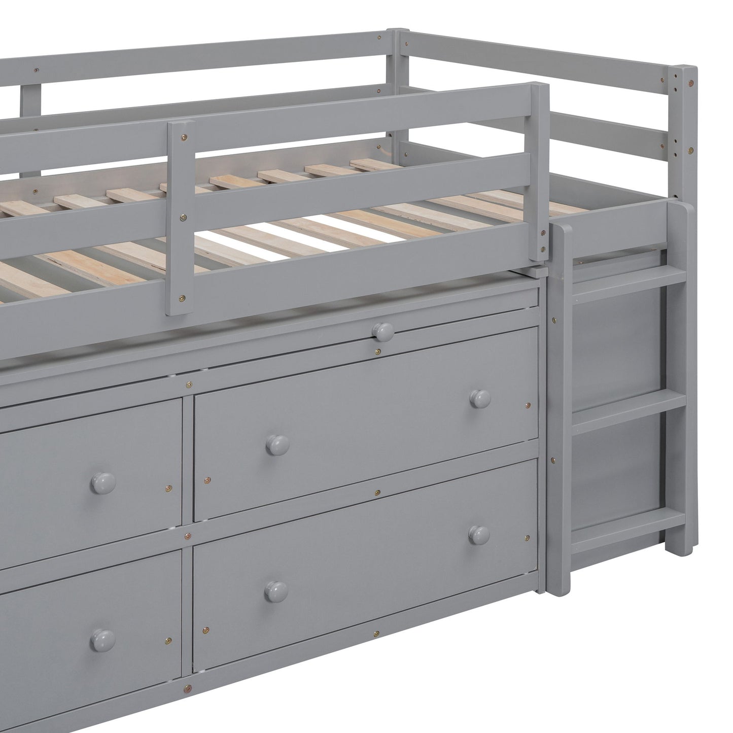 Loft Bed With Retractable Writing Desk And 4 Drawers, With Lateral Portable Desk And Shelves - The Sleep Loft - Online Mattress Showroom NYC