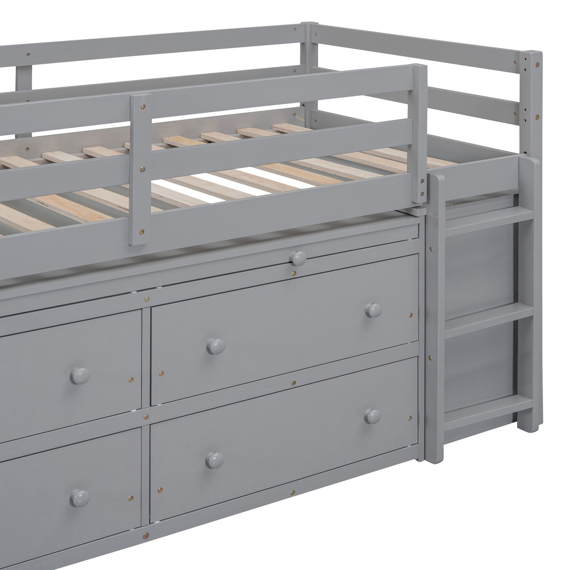 Loft Bed With Retractable Writing Desk And 4 Drawers, With Lateral Portable Desk And Shelves - The Sleep Loft - Online Mattress Showroom NYC