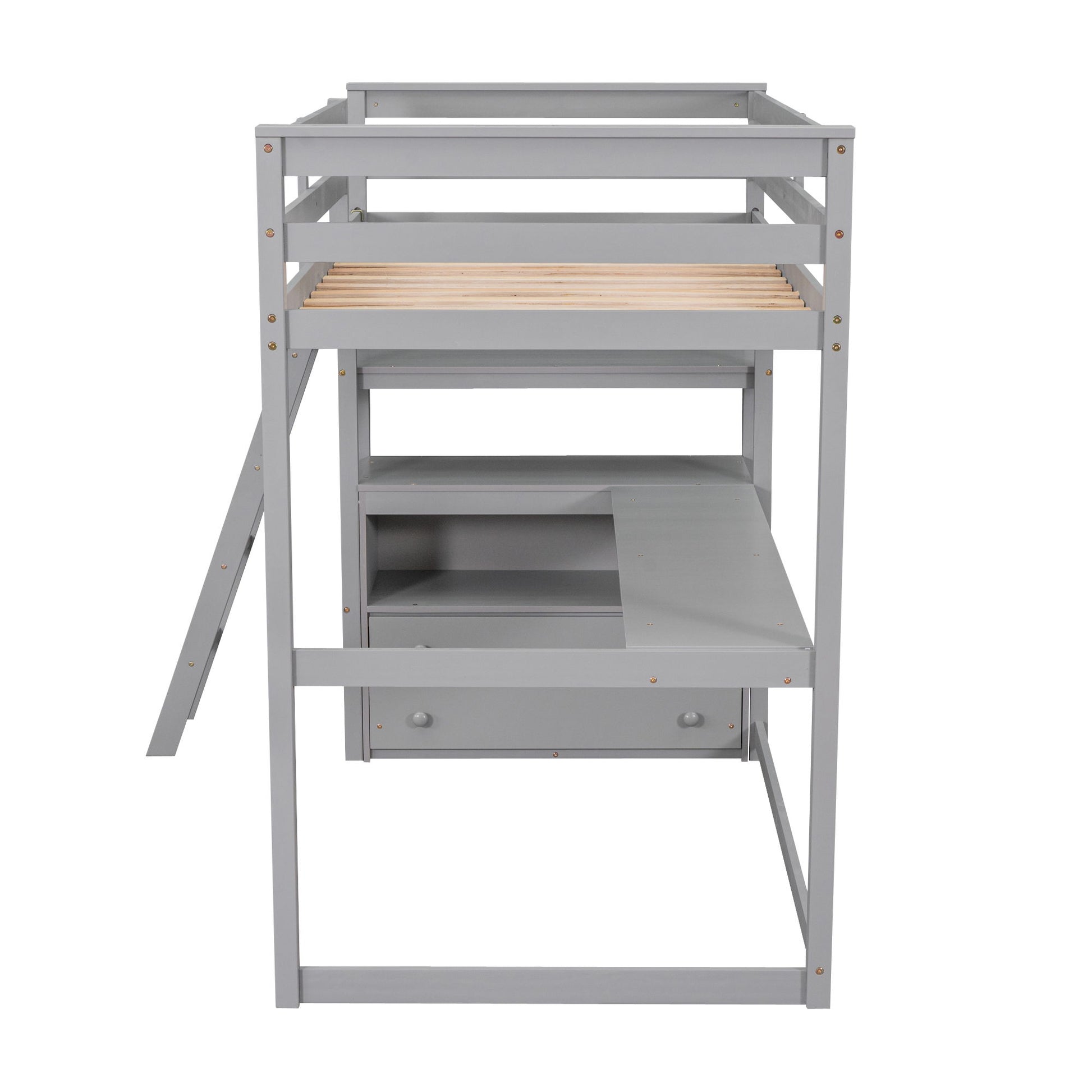 Modern Loft Bed With Built In Desk, Shelves, And 2 Drawers - The Sleep Loft - Online Mattress Showroom NYC