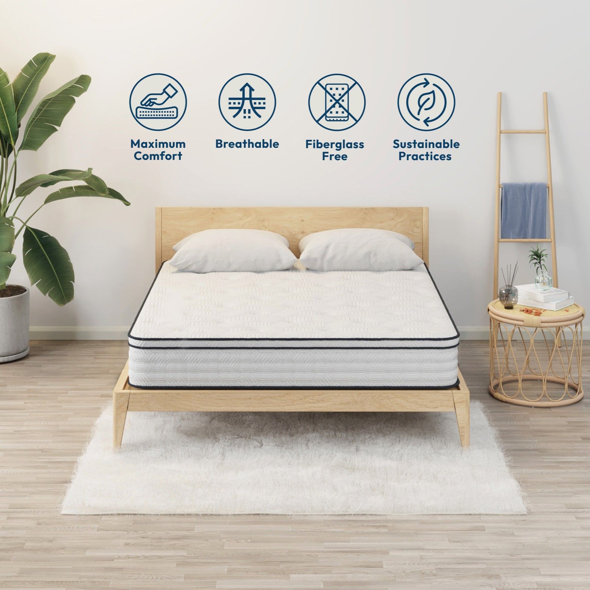 12'' Queen Hybrid Mattress With Pocket Springs And Memory Foam, Medium Firm Support - White - The Sleep Loft - Online Mattress Showroom NYC