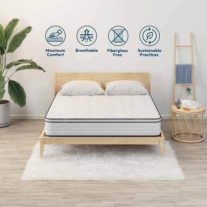 12'' Queen Hybrid Mattress With Pocket Springs And Memory Foam, Medium Firm Support - White - The Sleep Loft - Online Mattress Showroom NYC