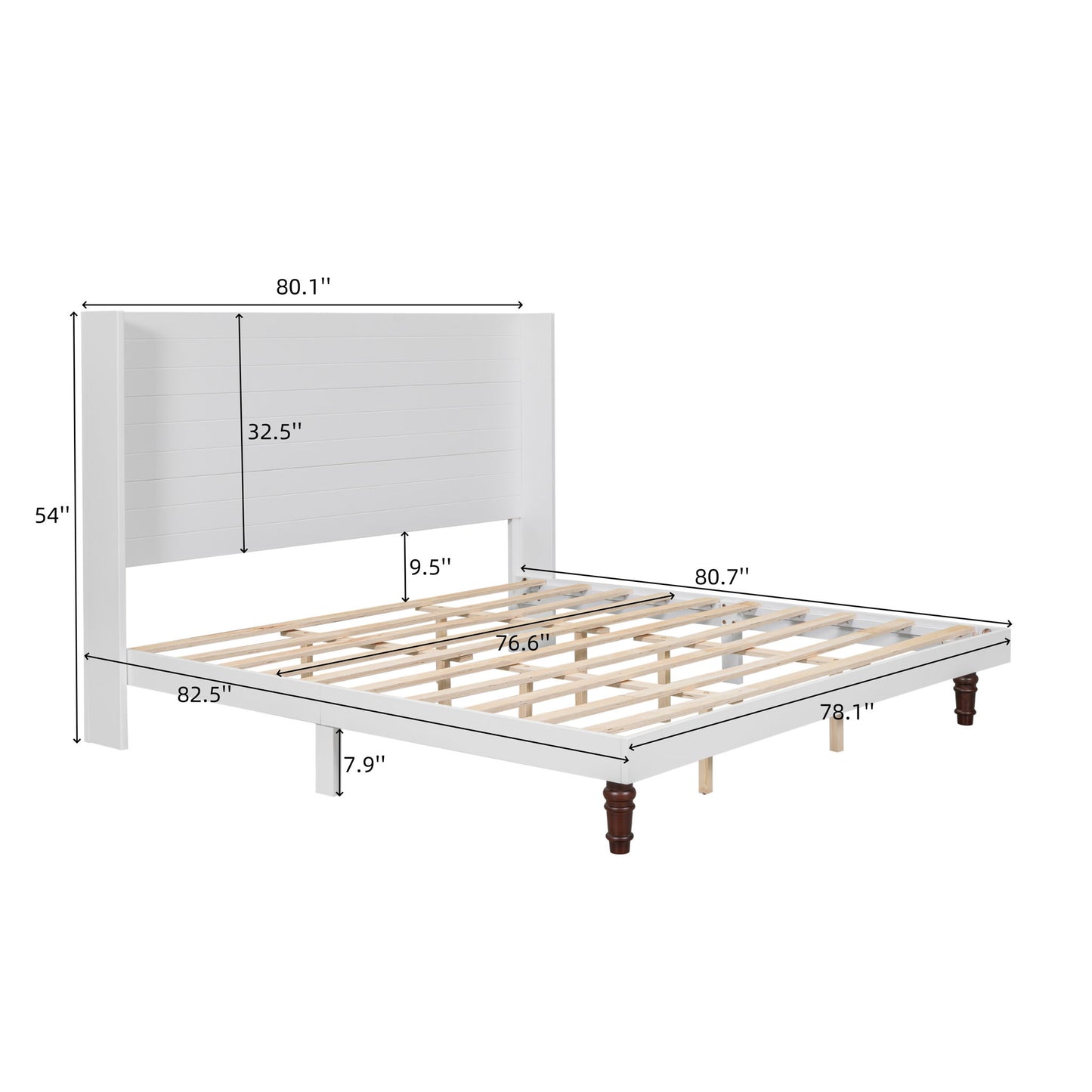 King Size, Stylish High Headboard Bed, High Quality - White - The Sleep Loft - Online Mattress Showroom NYC