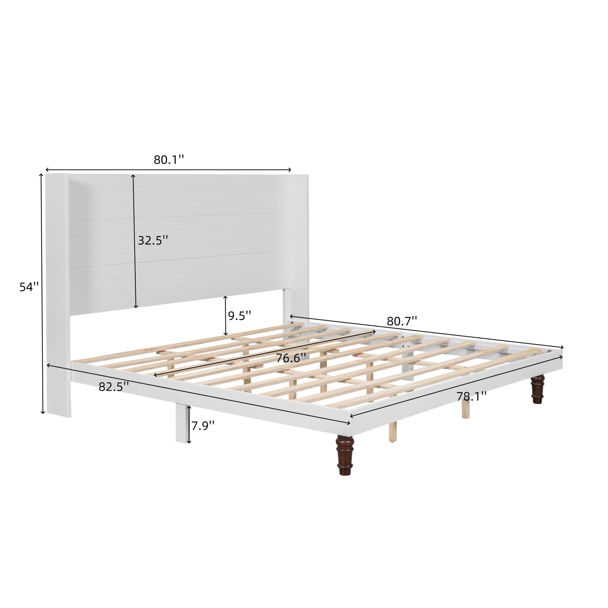 King Size, Stylish High Headboard Bed, High Quality - White - The Sleep Loft - Online Mattress Showroom NYC