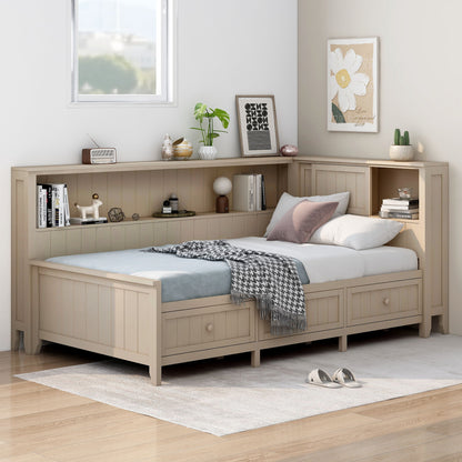 Daybed With Storage Shelves And 3 Drawers - The Sleep Loft - Online Mattress Showroom NYC