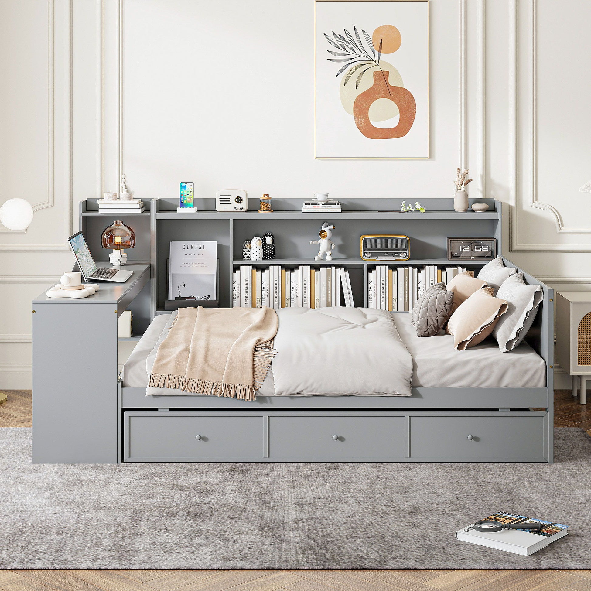 Daybed With 3 Drawers USB Ports And Desk - The Sleep Loft - Online Mattress Showroom NYC