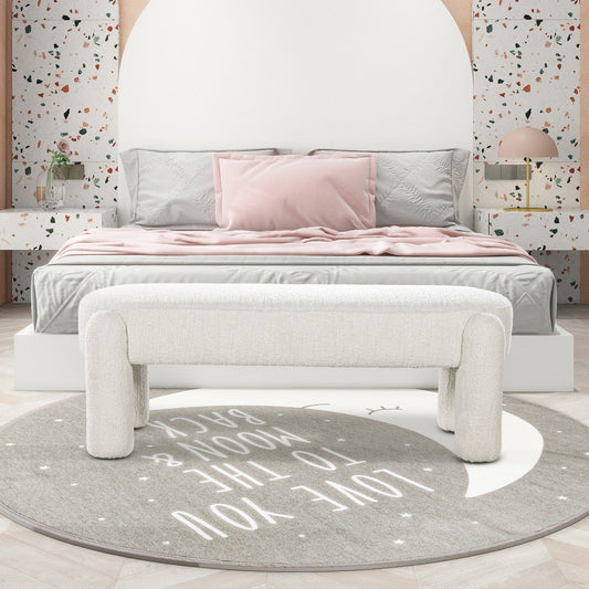 Hugo - Oval Fully Upholstered Bench - Milk Cream White - The Sleep Loft - Online Mattress Showroom NYC