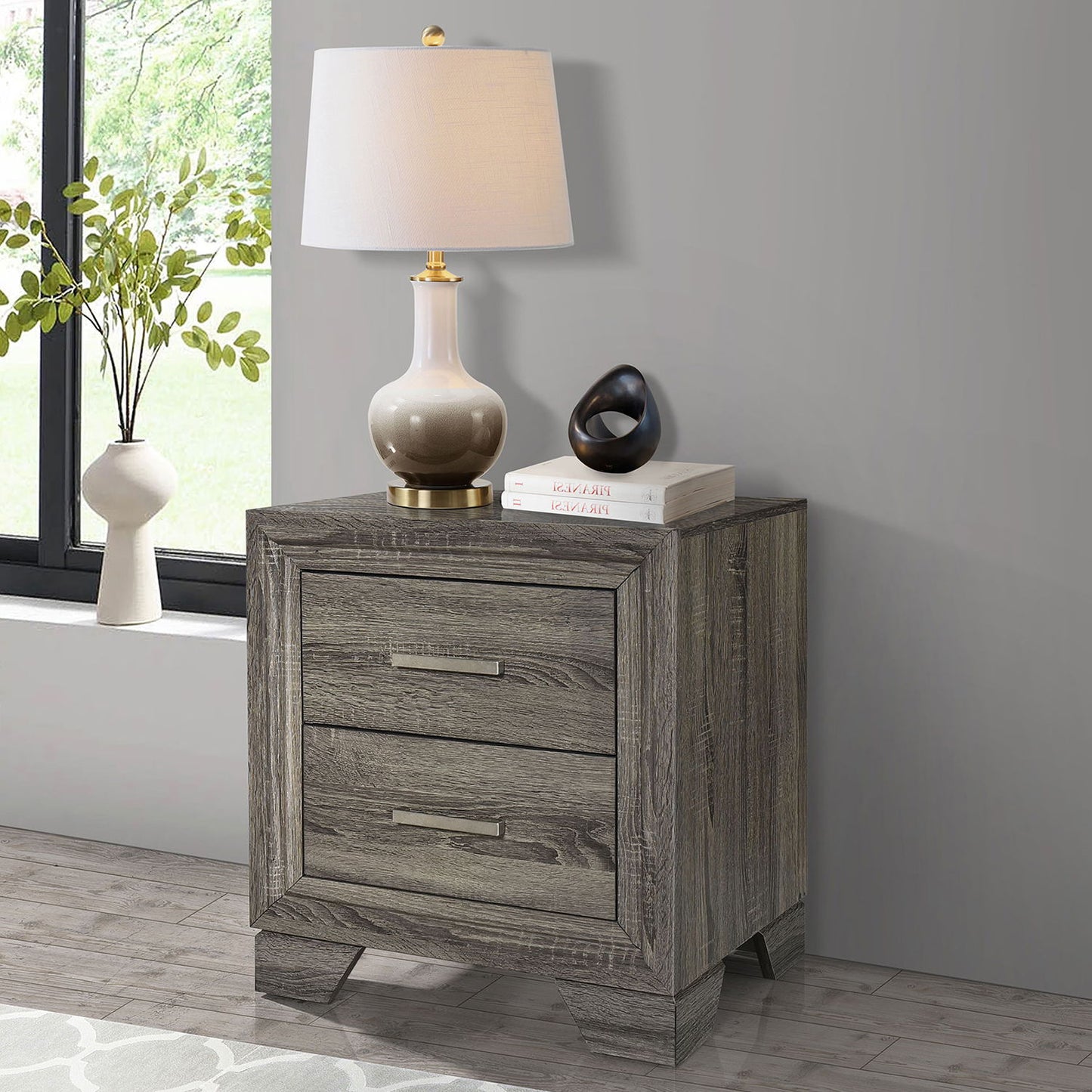 Funston - 2 Drawer Nightstand - Brown Oak - The Sleep Loft - Online Mattress Showroom NYC