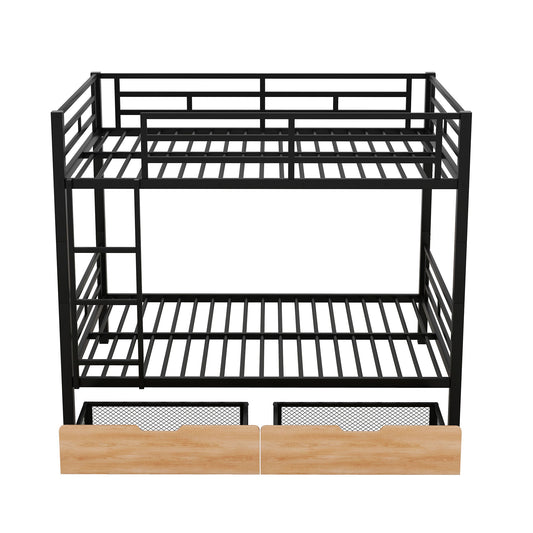 Full Size Convertible Bunk Bed With 2 Drawers Durable - Black - The Sleep Loft - Online Mattress Showroom NYC