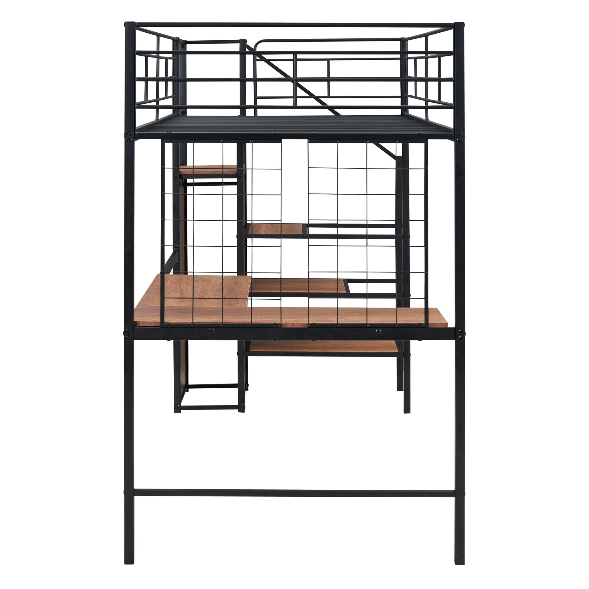 Loft Bed With Desk And Grid, Stylish Frame With Lateral Storage Ladder And Wardrobe - The Sleep Loft - Online Mattress Showroom NYC