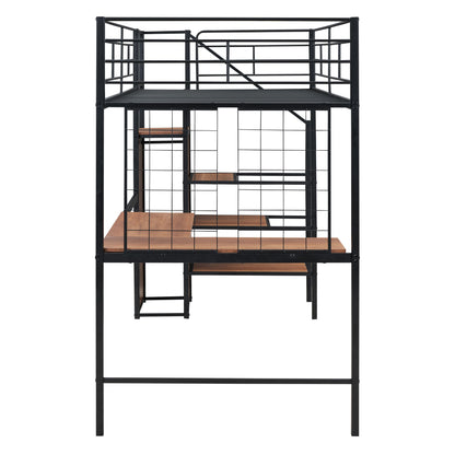 Loft Bed With Desk And Grid, Stylish Frame With Lateral Storage Ladder And Wardrobe - The Sleep Loft - Online Mattress Showroom NYC