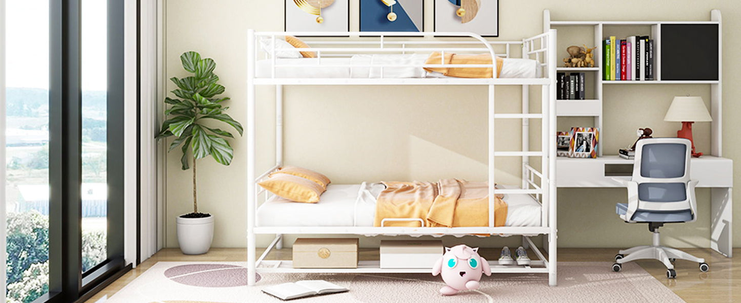 Metal Bunk Bed With Shelf And Guardrails - The Sleep Loft - Online Mattress Showroom NYC
