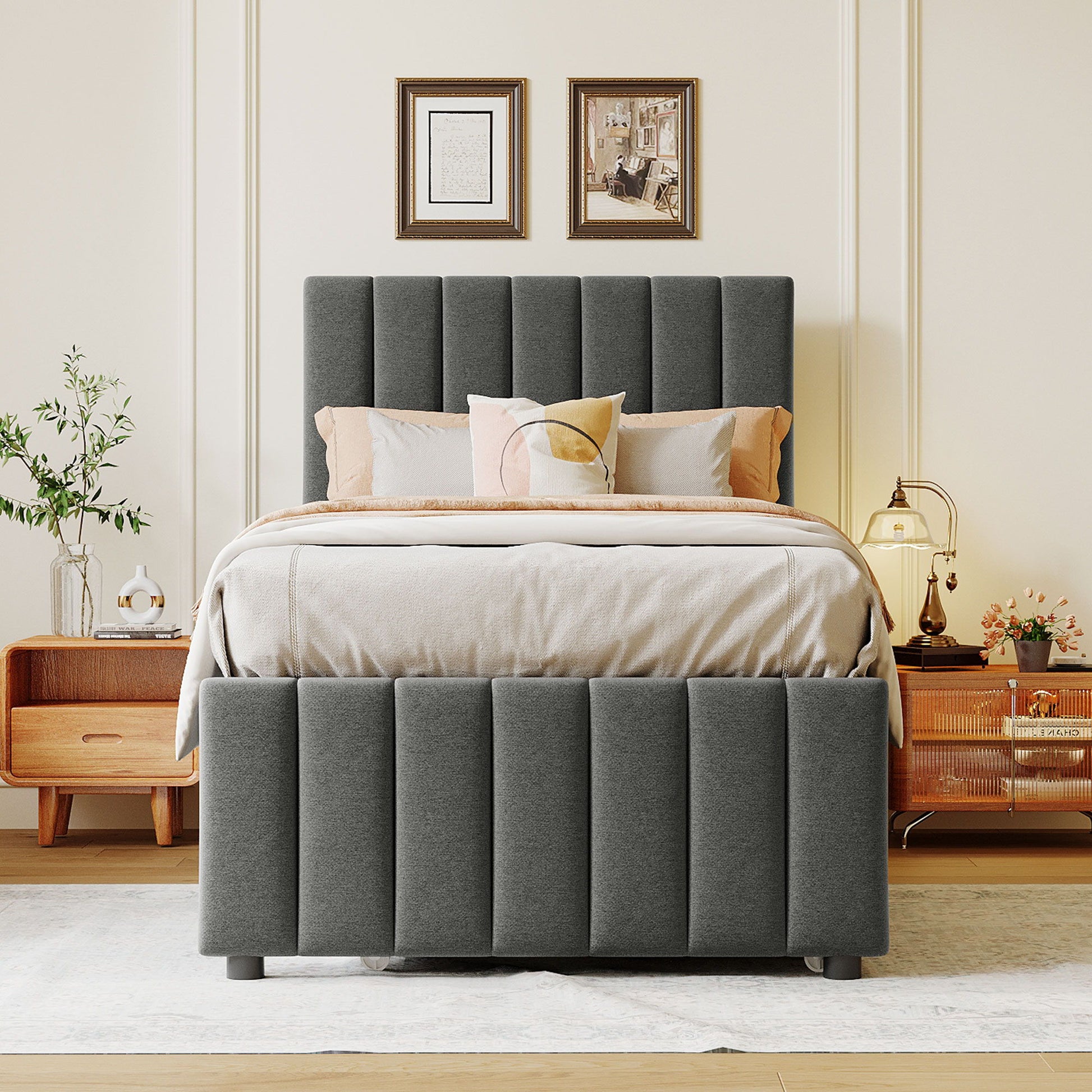 Upholstered Design Platform Bed With Trundle - The Sleep Loft - Online Mattress Showroom NYC