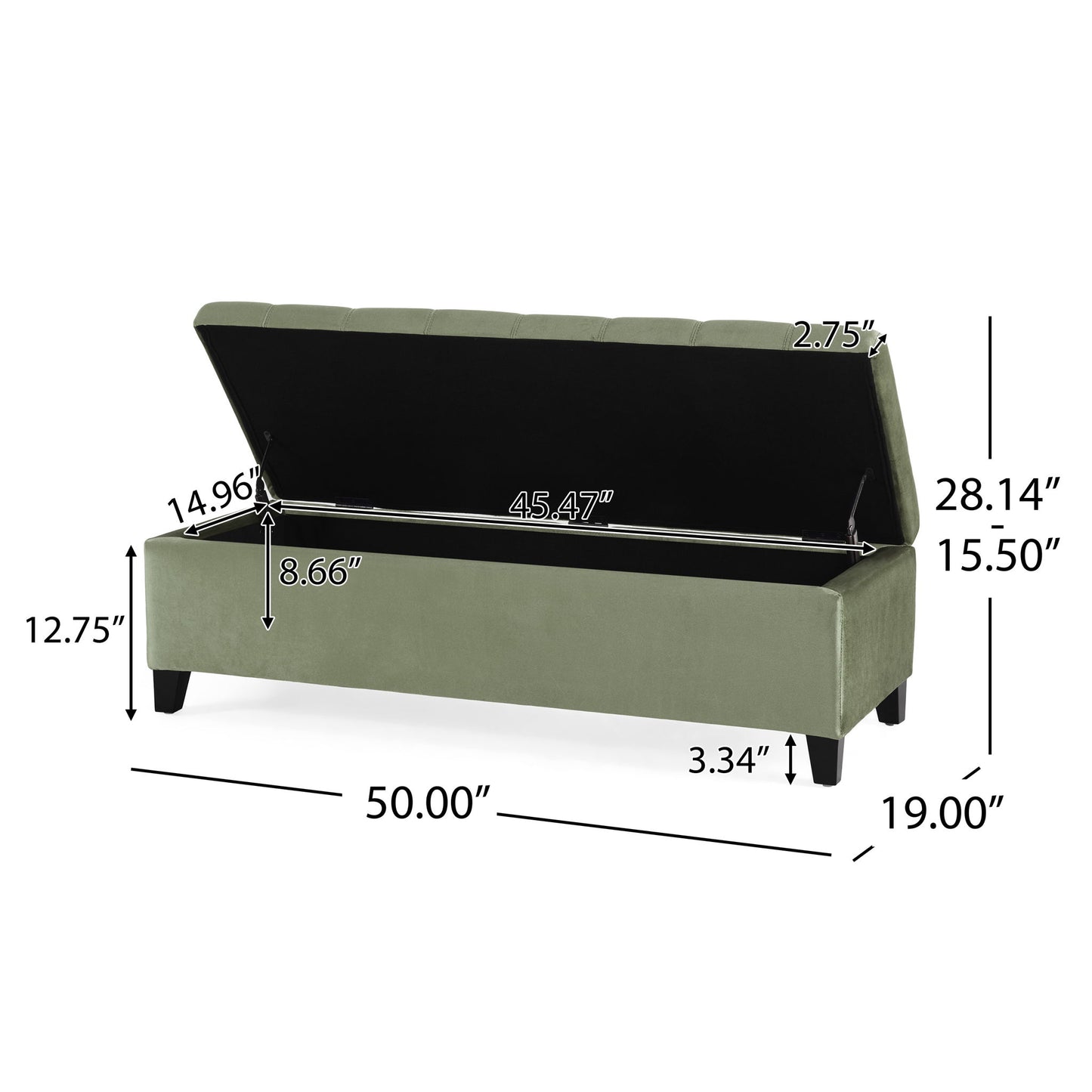Wendover - Elegant Tufted Storage Bench With Lift-Up Top And Birch Wood Legs - The Sleep Loft - Online Mattress Showroom NYC