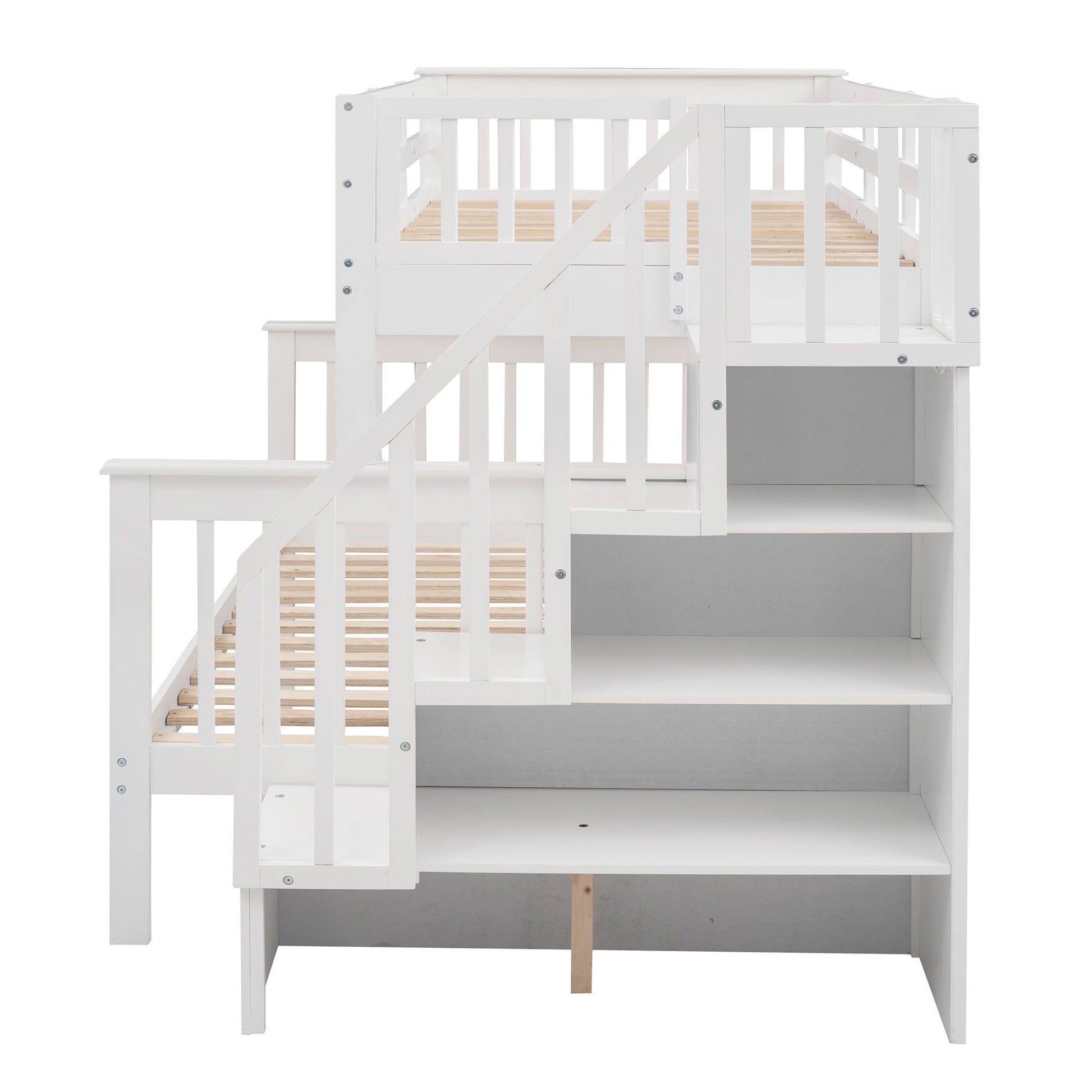 Stairway Bunk Bed With Storage And Guard Rail For Bedroom - The Sleep Loft - Online Mattress Showroom NYC