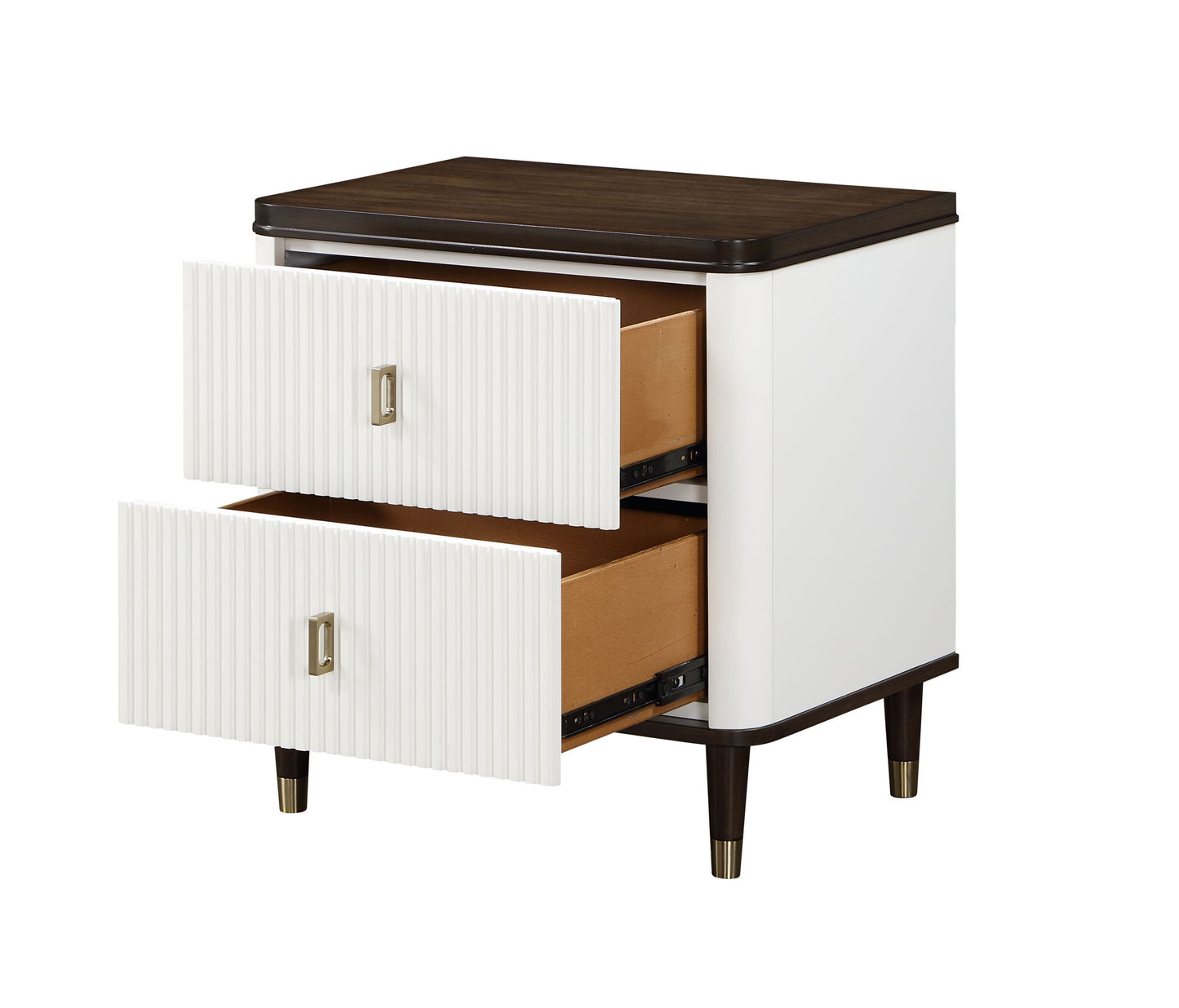 Carena - Night Stand With USB - White / Walnut - The Sleep Loft - Online Mattress Showroom NYC