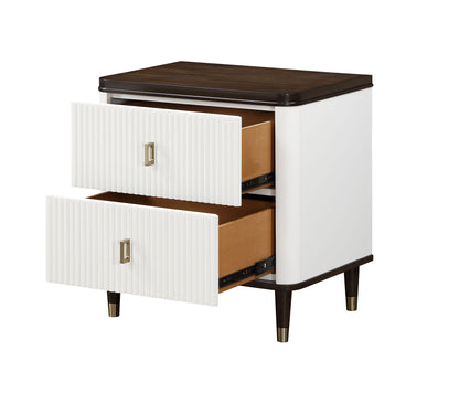 Carena - Night Stand With USB - White / Walnut - The Sleep Loft - Online Mattress Showroom NYC