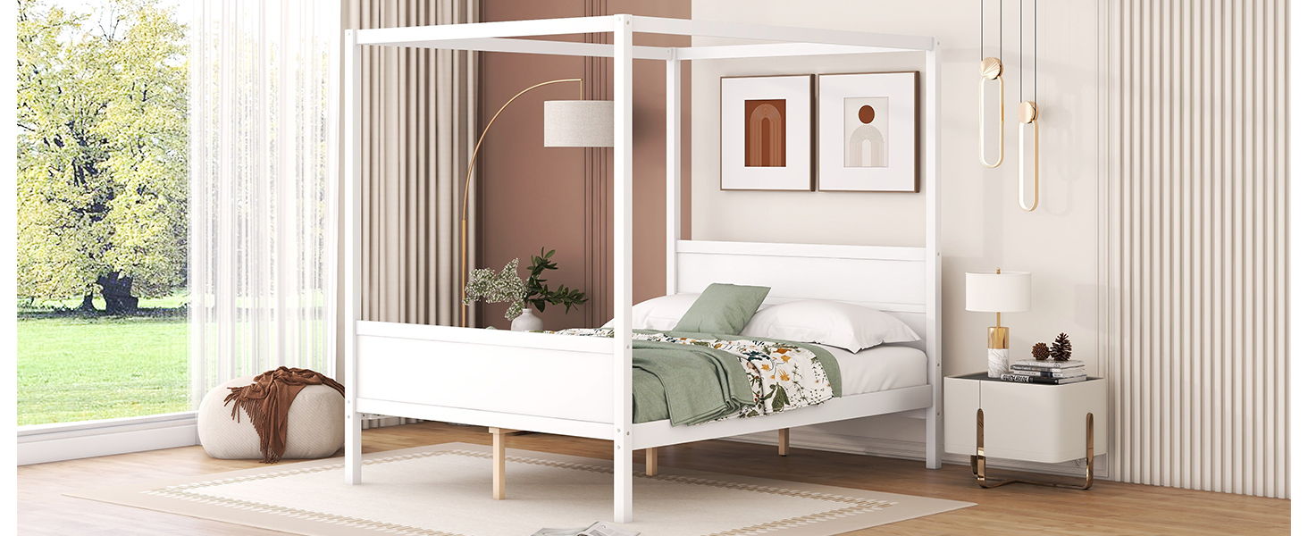 Canopy Platform Bed With Headboard And Footboard, Slat Support Leg - The Sleep Loft - Online Mattress Showroom NYC