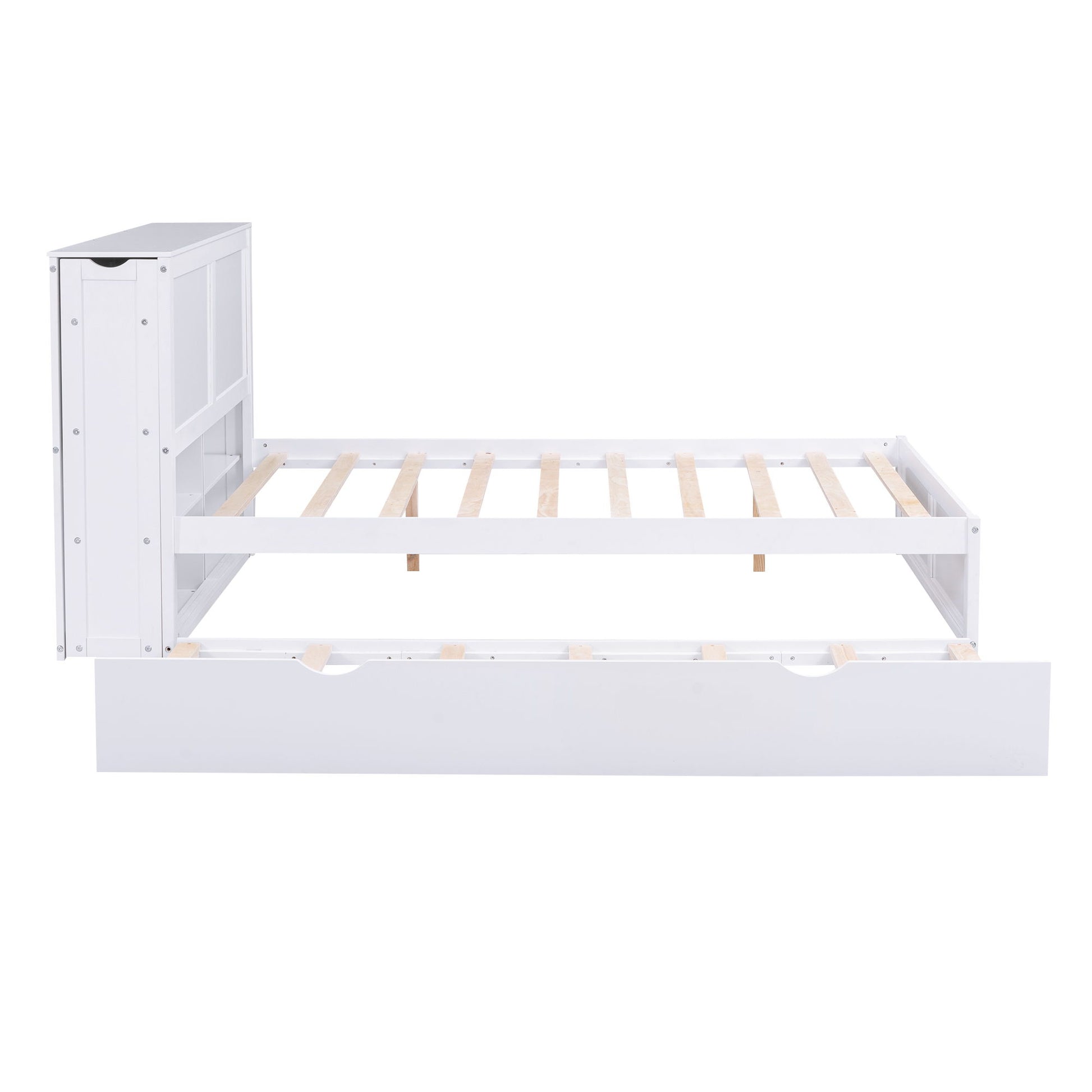 Storage Platform Bed With Pull Out Shelves And Trundle - The Sleep Loft - Online Mattress Showroom NYC