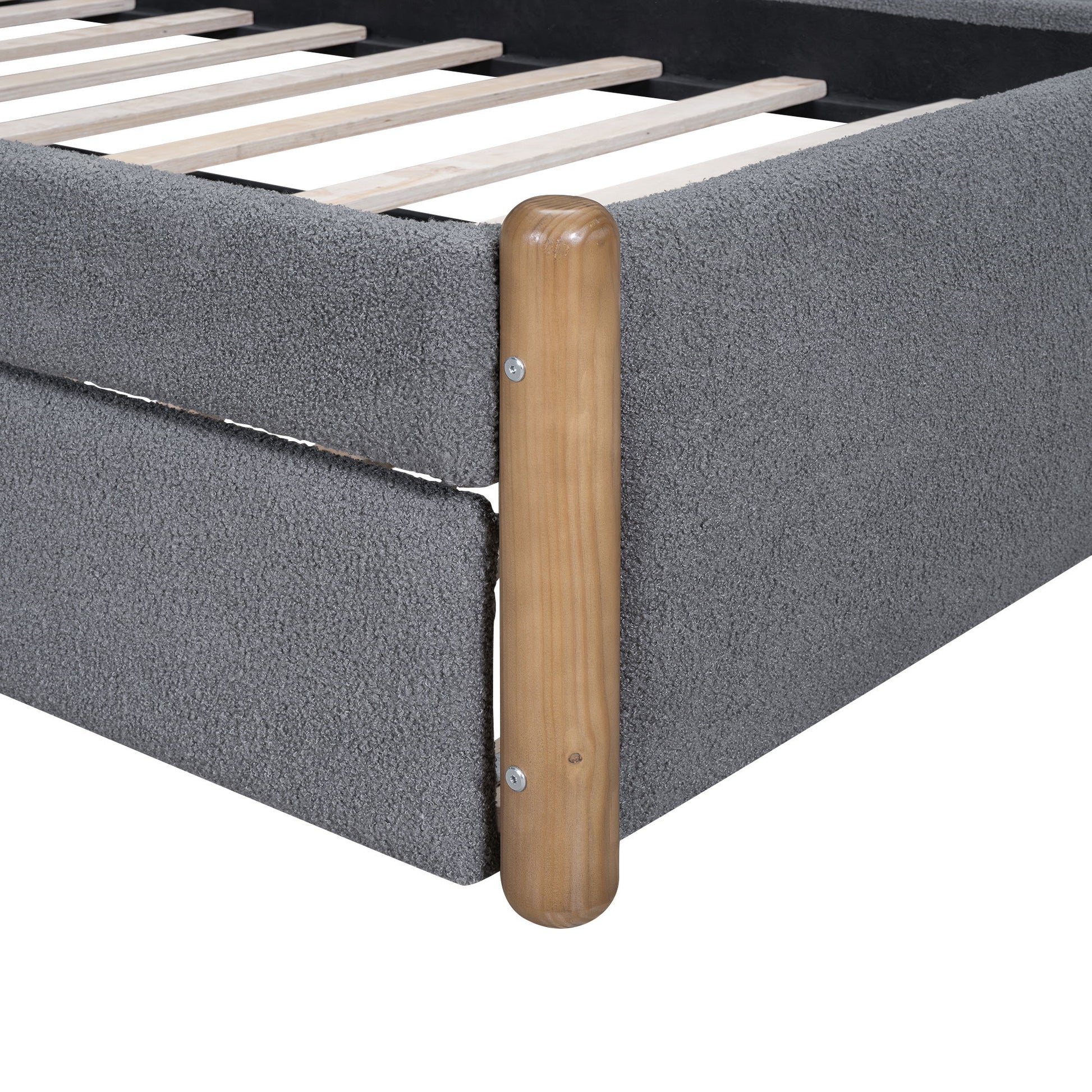 Upholstered Platform Bed With Wood Supporting Feet And Trundle - The Sleep Loft - Online Mattress Showroom NYC