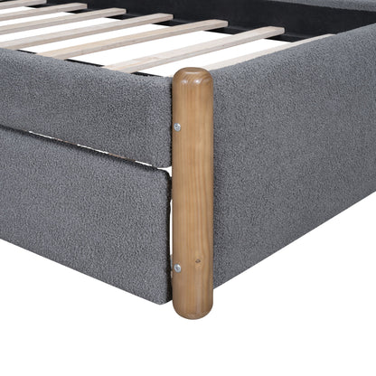 Upholstered Platform Bed With Wood Supporting Feet And Trundle - The Sleep Loft - Online Mattress Showroom NYC