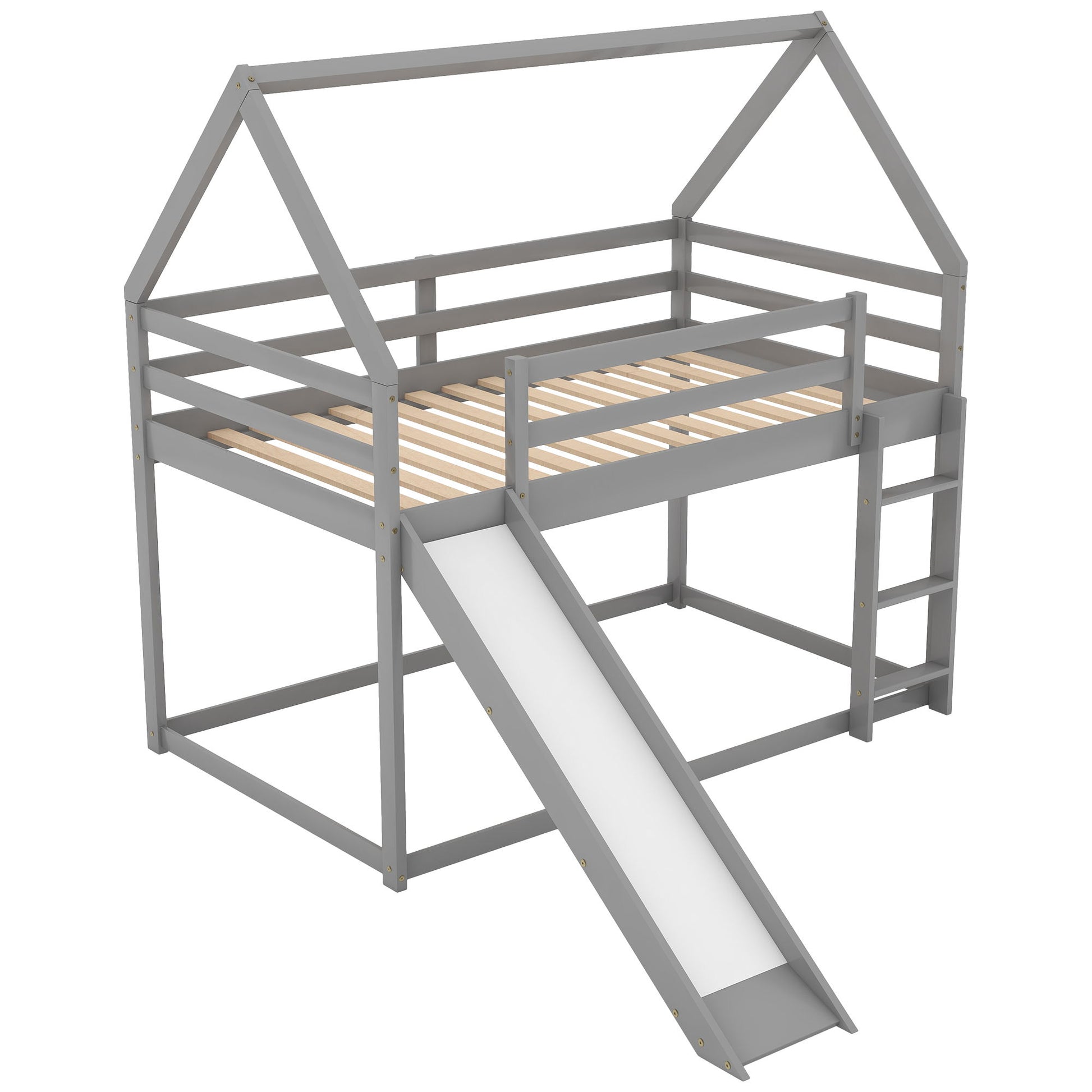 House Shape Bunk Bed With Slide And Ladder - The Sleep Loft - Online Mattress Showroom NYC