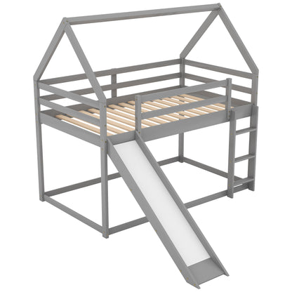House Shape Bunk Bed With Slide And Ladder - The Sleep Loft - Online Mattress Showroom NYC