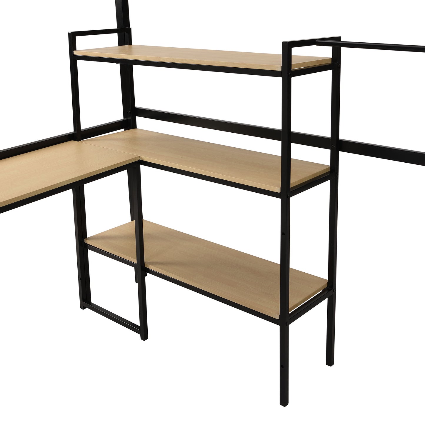 Full Size Loft Bed With Staircase, Built In Desk And Shelves And Sleeping Surface - Black - The Sleep Loft - Online Mattress Showroom NYC