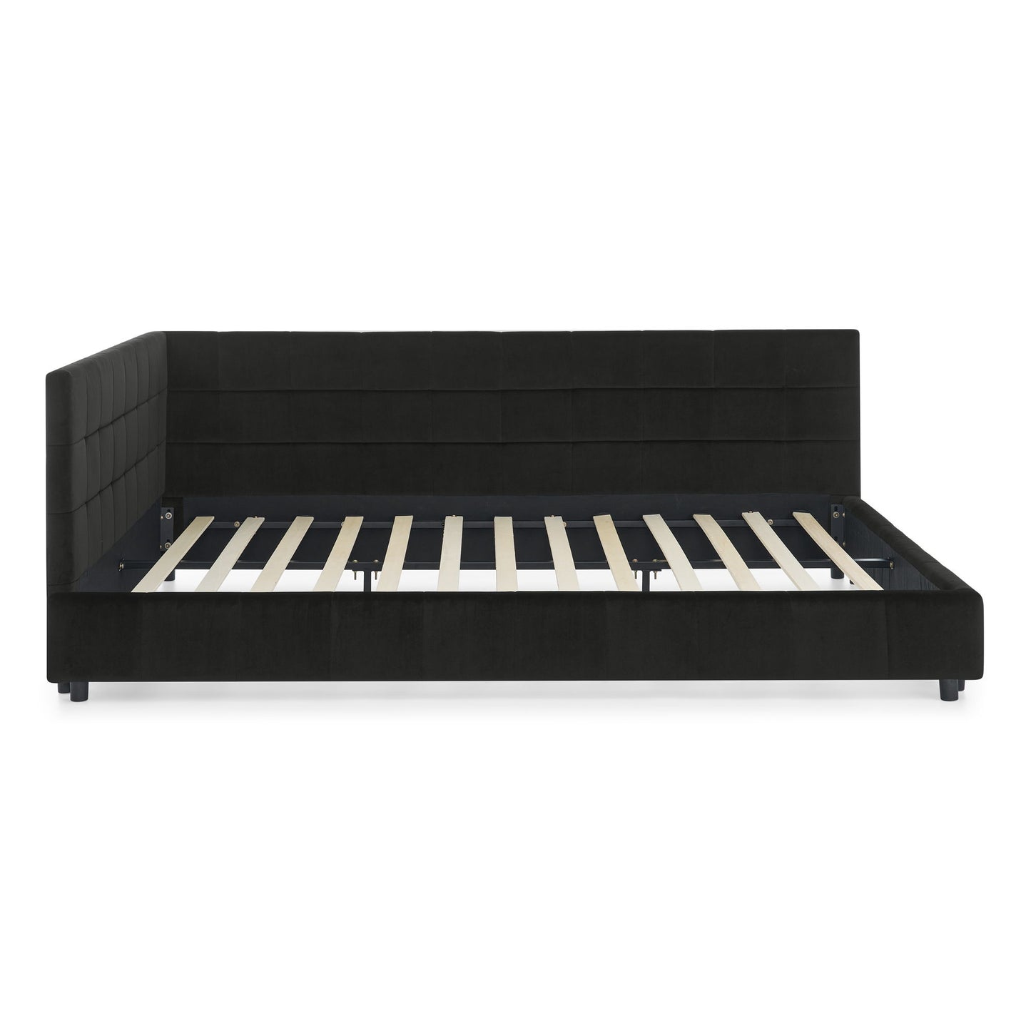 Mid-Century Storage Upholstered Tufted Bed Frame With Backrest And Armrests - The Sleep Loft - Online Mattress Showroom NYC