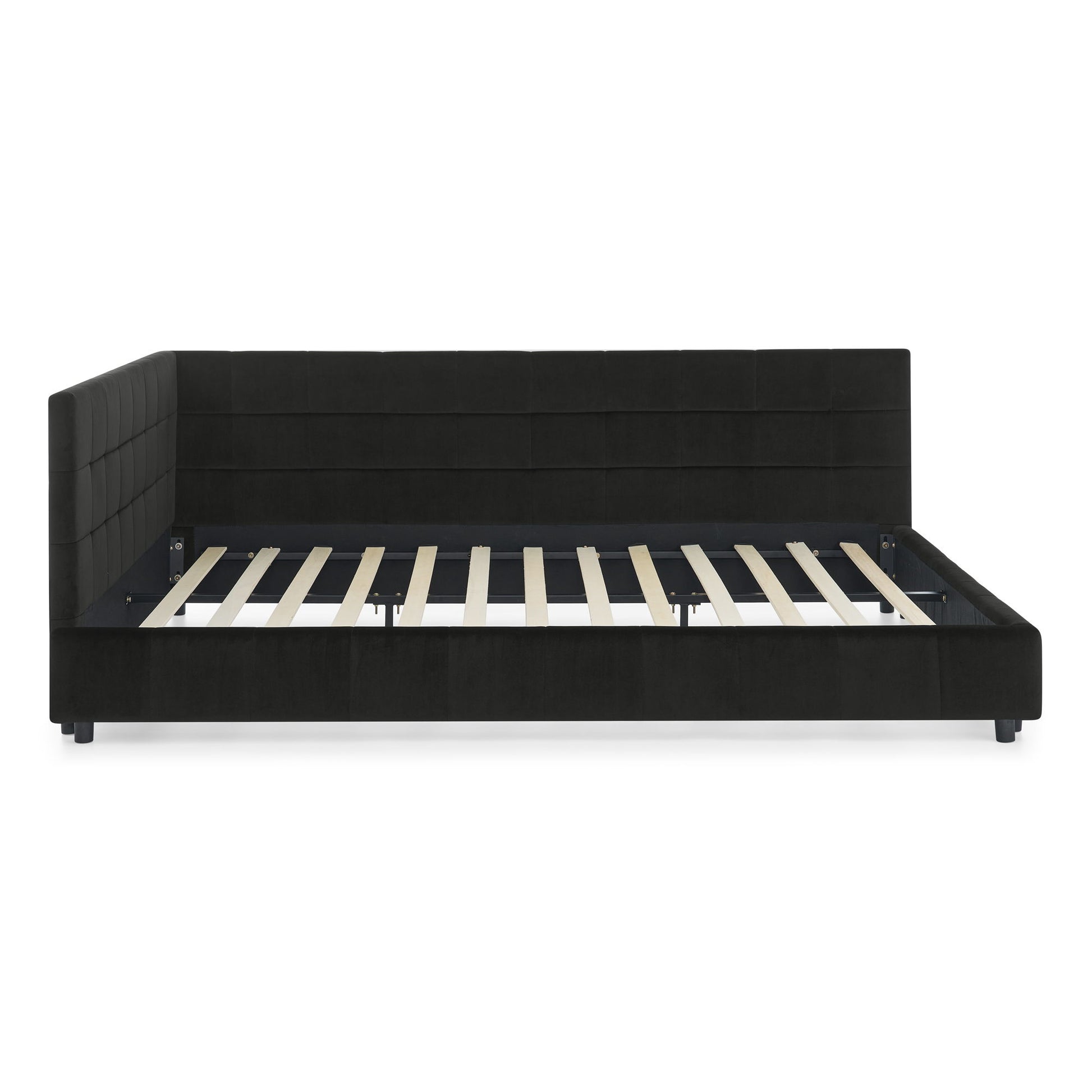 Mid-Century Storage Upholstered Tufted Bed Frame With Backrest And Armrests - The Sleep Loft - Online Mattress Showroom NYC