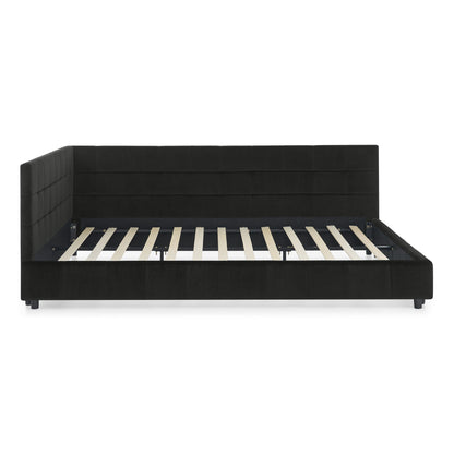 Mid-Century Storage Upholstered Tufted Bed Frame With Backrest And Armrests - The Sleep Loft - Online Mattress Showroom NYC