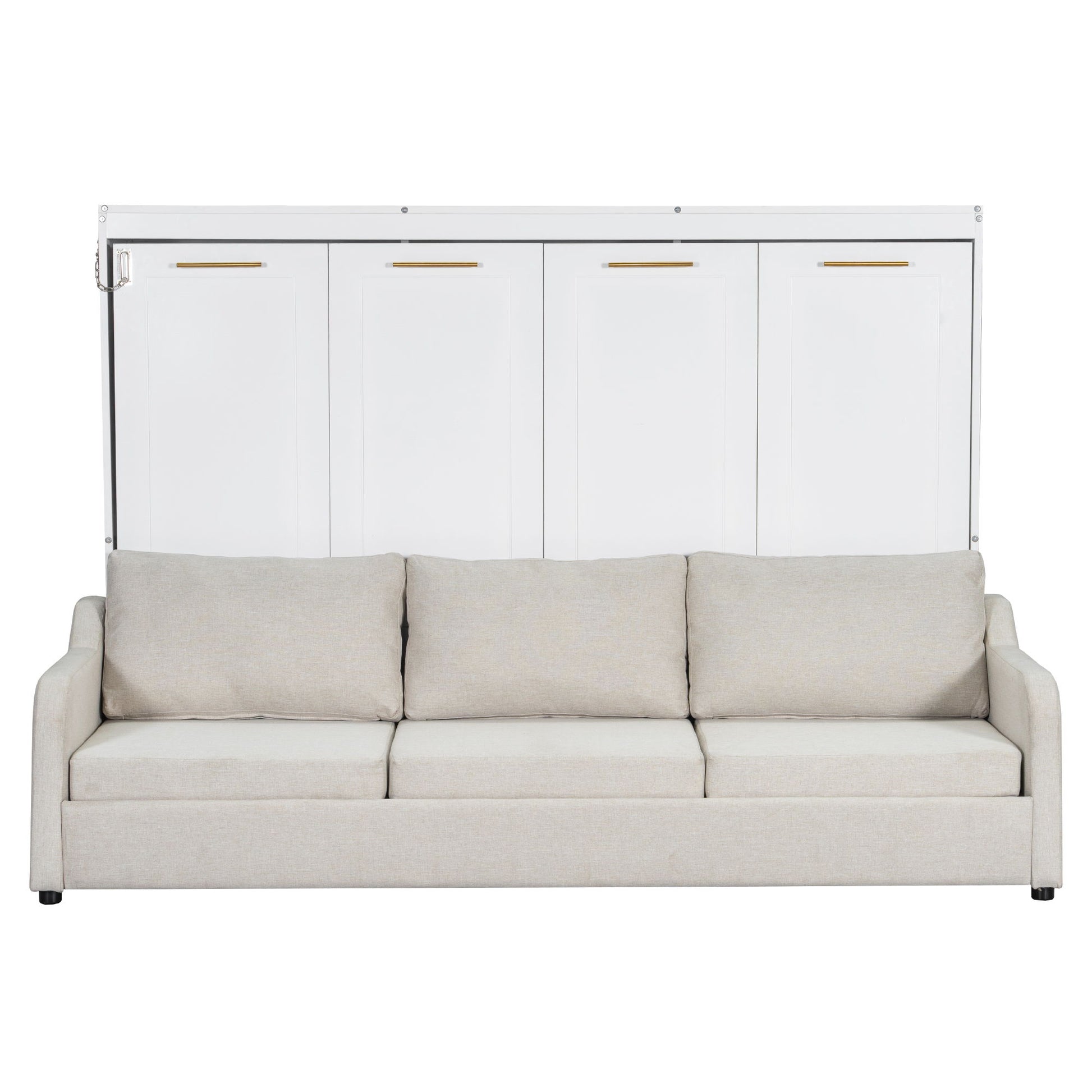Murphy Cabinet Bed With Folding Sofa, Built In Storage Shelves And LED Light - The Sleep Loft - Online Mattress Showroom NYC