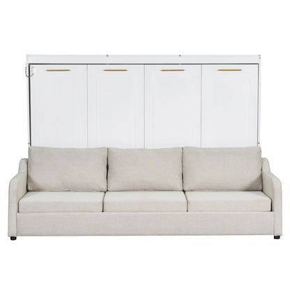 Murphy Cabinet Bed With Folding Sofa, Built In Storage Shelves And LED Light - The Sleep Loft - Online Mattress Showroom NYC