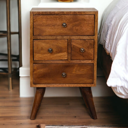 4 Drawer Multi Bedside Table - Chestnut - The Sleep Loft - Online Mattress Showroom NYC