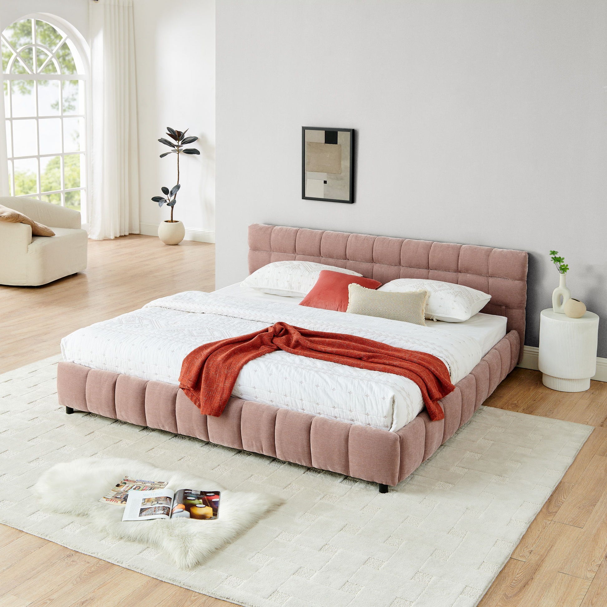 Modern Platform Bed Frame With Thick Fabric - The Sleep Loft - Online Mattress Showroom NYC