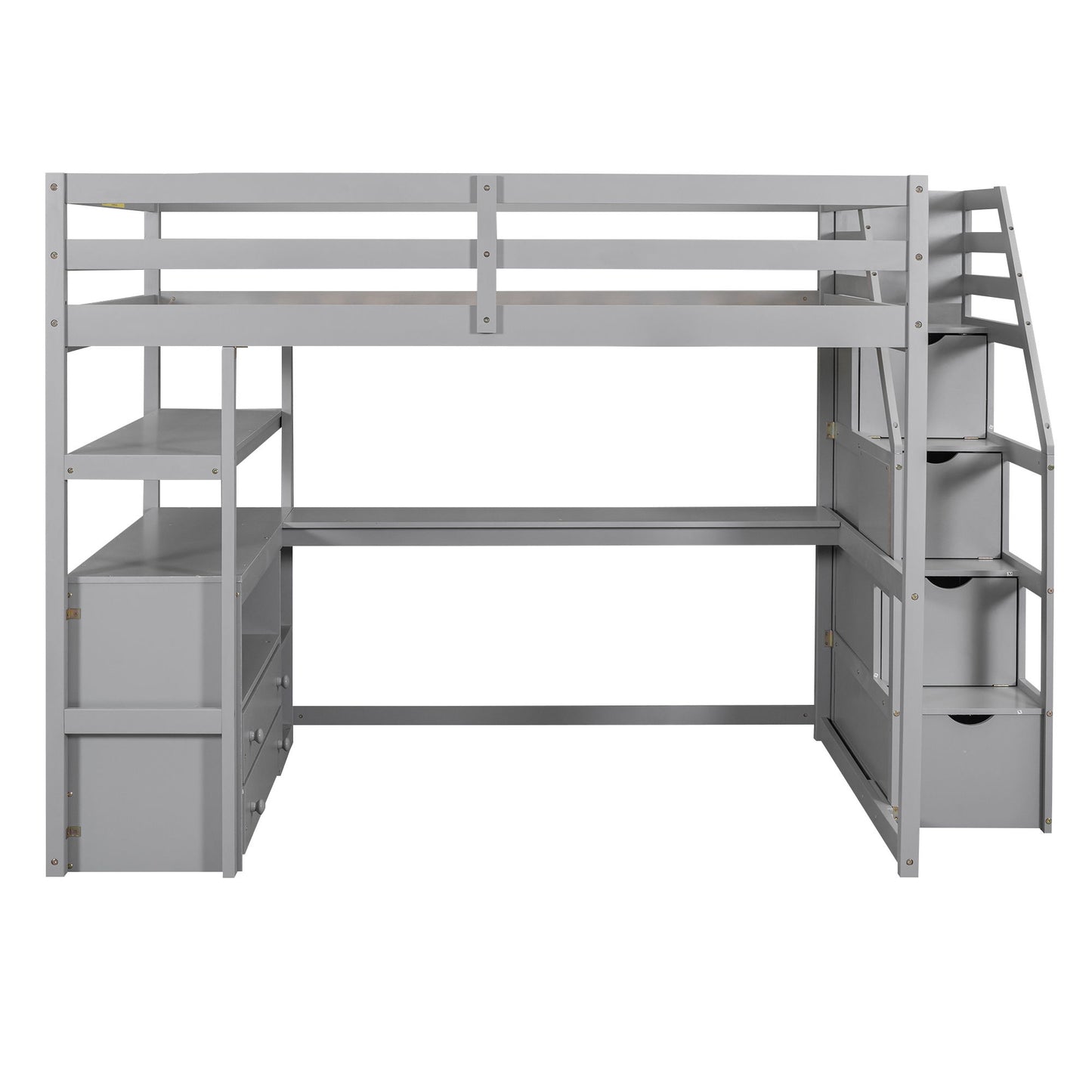 Loft Bed With Desk, Shelves, 2 Drawers, Storage Staircase - The Sleep Loft - Online Mattress Showroom NYC