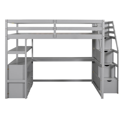 Loft Bed With Desk, Shelves, 2 Drawers, Storage Staircase - The Sleep Loft - Online Mattress Showroom NYC