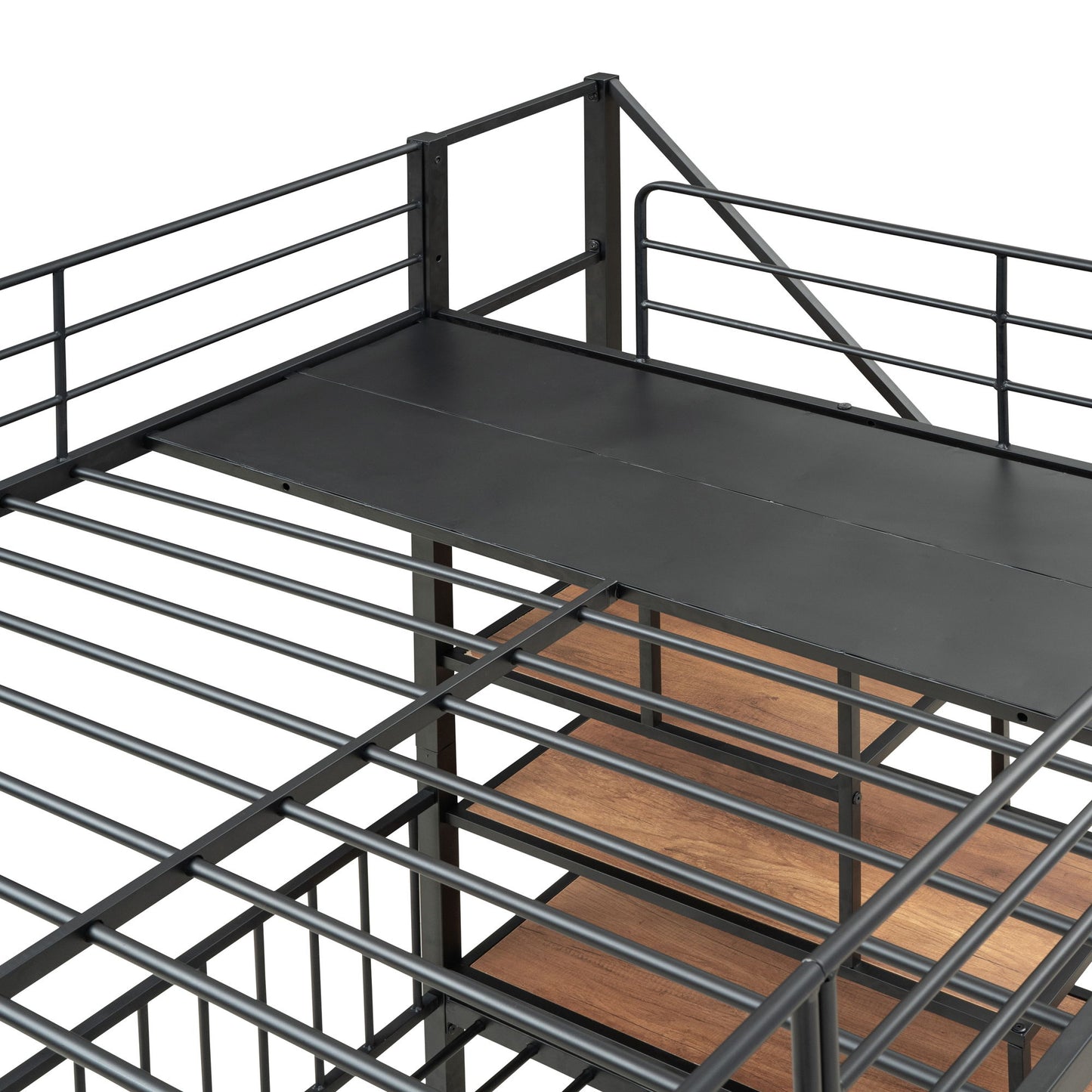 Full Over Twin-Twin Triple Bunk Bed With Drawers And Staircase - Black - The Sleep Loft - Online Mattress Showroom NYC