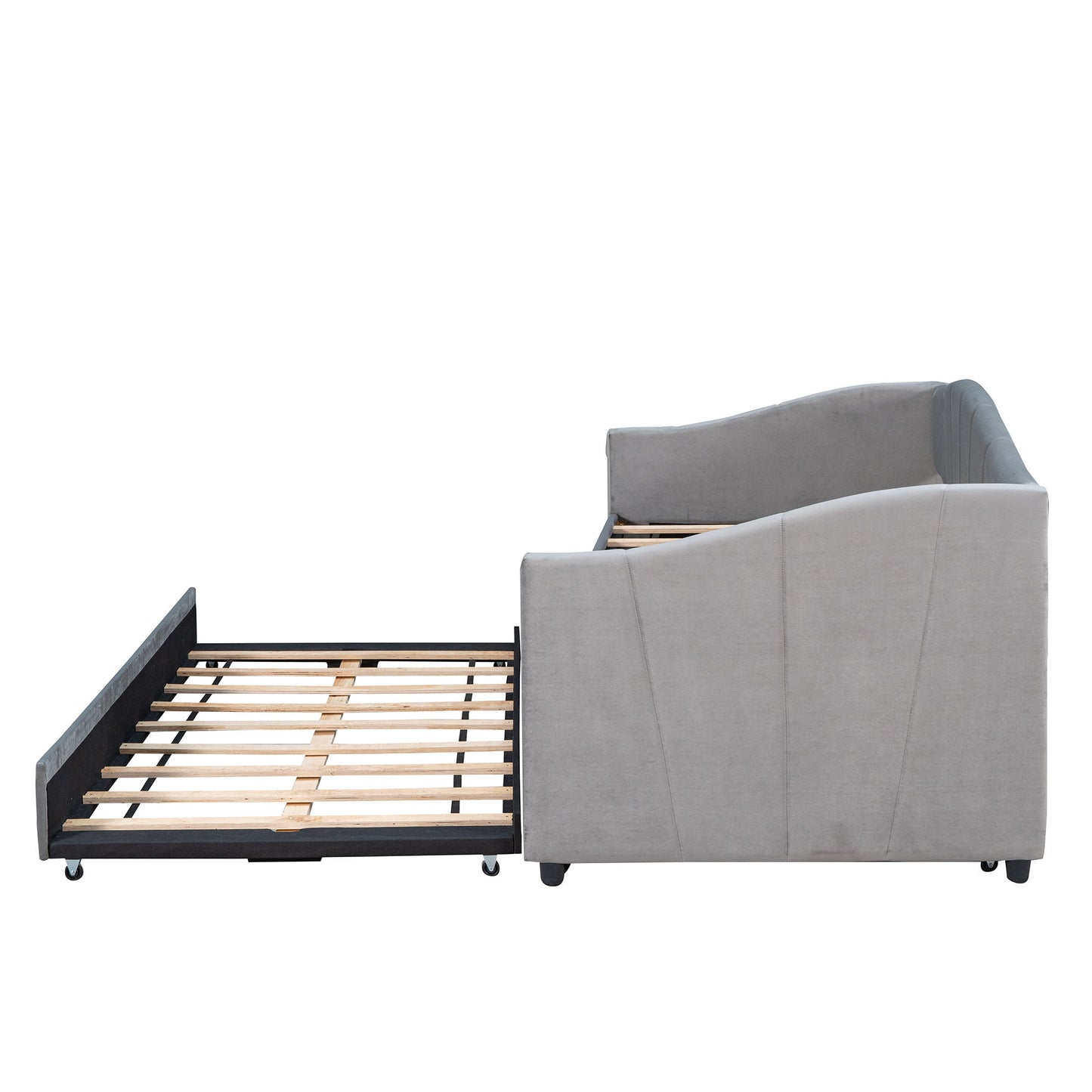 Upholstered Daybed Sofa Bed With Trundle Bed And Wood Slat - The Sleep Loft - Online Mattress Showroom NYC