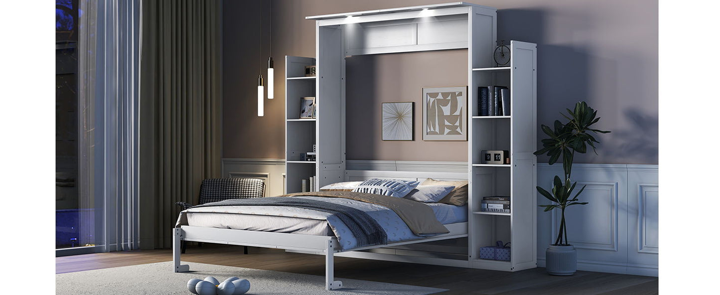 Wall Murphy Bed With Shelves And LED Lights - The Sleep Loft - Online Mattress Showroom NYC