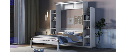 Wall Murphy Bed With Shelves And LED Lights - The Sleep Loft - Online Mattress Showroom NYC